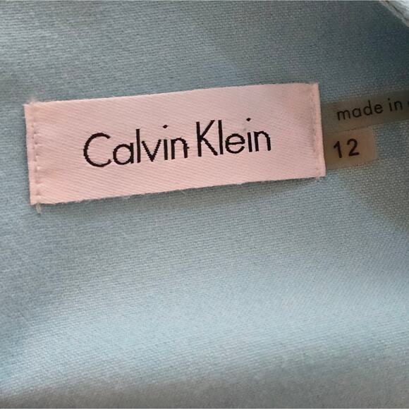 Calvin Klein Color Block Sleeveless Sheath Dress Blue Gray Career Academia Sz 12 - Picture 10 of 10